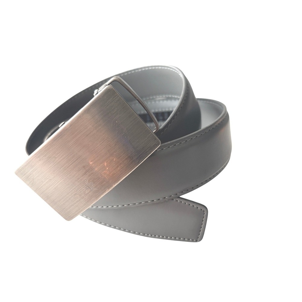 CHAOREN Ratchet Belt Adjustable Grey Leather Brushed Buckle